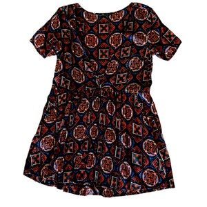 Obey deep V-neck babydoll print dress